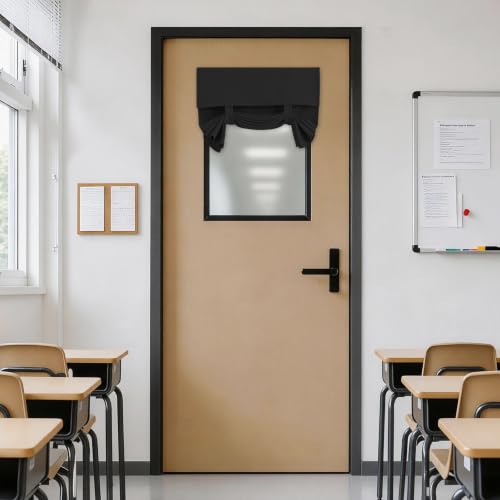 Vatge Blackout Door Curtains - Room Darkening French Door Curtains for Small Windows, Front Window Covering for Classroom/Glass/Patio/Sliding, 1 Panel, W24 x L36, Black
