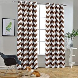 Melodieux Fashion Chevron Curtains for Living Room Dining Room, Darkening Grommet Top Window Drapes Soundproof Thermal Insulated for Bedroom, 84 Inches Long, 52 by 84 Inch, Coffee (1 Panel)