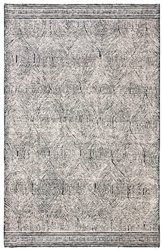 SAFAVIEH Contemporary Rug for Living Room, Dining Room, Bedroom - Abstract Collection, Short Pile, in Black and Ivory, 76 X 122 cm
