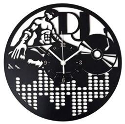 Instant Karma Clocks - DJ Wall Clock with Turntable, Vinyl and Equalizer Design - Silent No-Ticking - Perfect for Bedroom, Office, Studio, Cabin, Living Room - Unique Decoration