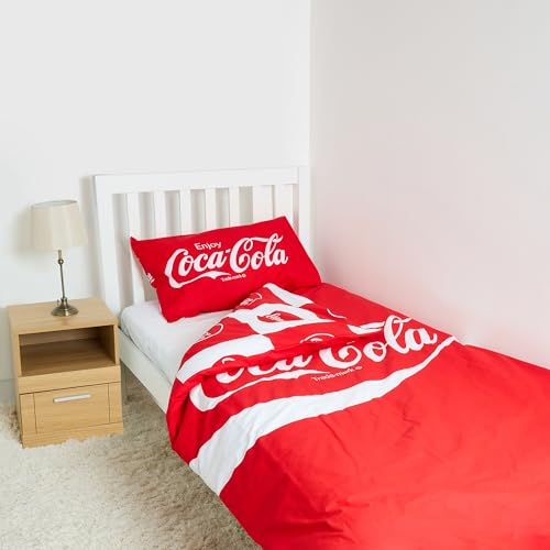 Officially Licensed Coca-Cola Single Bedding Set – Reversible and Includes Pillowcase – Perfect for Coke Fans