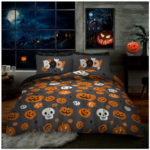 GC GAVENO CAVAILIA Halloween Duvet Cover King Size Bedding Set with Pillowcases - Reversible Quilt Cover Bed Set (230x220 cm) - Polycotton Fabric