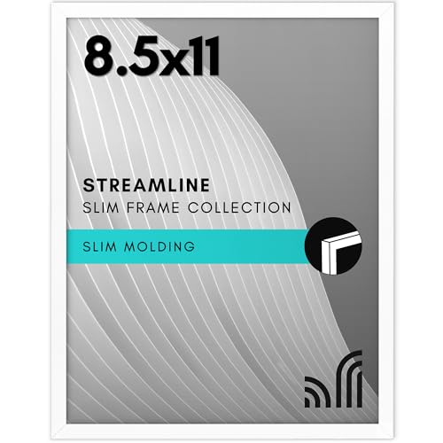 Americanflat 8.5x11 Picture Frame in White with Shatter Resistant Glass - Thin Border Frame in Horizontal and Vertical Formats for Wall and Tabletop