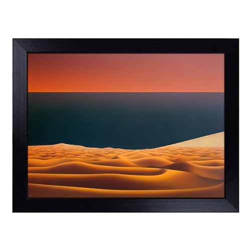 Lap Tray with Bean Bag Cushion, Desert By The Ocean - Handmade in the UK, Raised Wooden Edge, Padded Cushion, Heat-Resistant Wipe-Clean Surface, for Meals, Laptops and Crafts