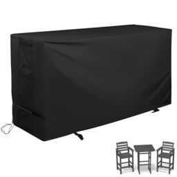 Starcrew Bar Height Patio Set Cover, Waterproof Oxford Fabric, Black, Fits 3 Pieces Outdoor High Top Table and Chairs, Custom-like Fit with Drawstring and Hook&Loop