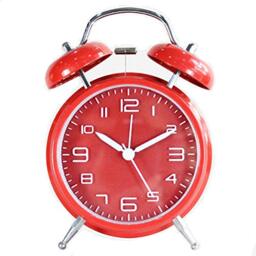TXY Classical Twin Bell Alarm Clock for Bedroom with Stereoscopic Dial, Frosted Shell, Backlight, Extra Loud Machinical Ringtone, Battery Operated Loud Alarm Clock for Home Office (Red)