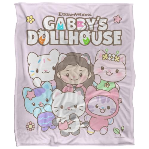 Gabby'S Dollhouse Chibi Friends Silky Touch Super Soft Throw Blanket 152 X 127 Cm