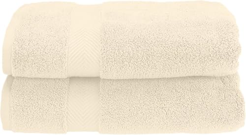 Superior Collection 100% Zero Twist Cotton Super Soft and Absorbent Bath Towel Set, Ivory (Set of 2)