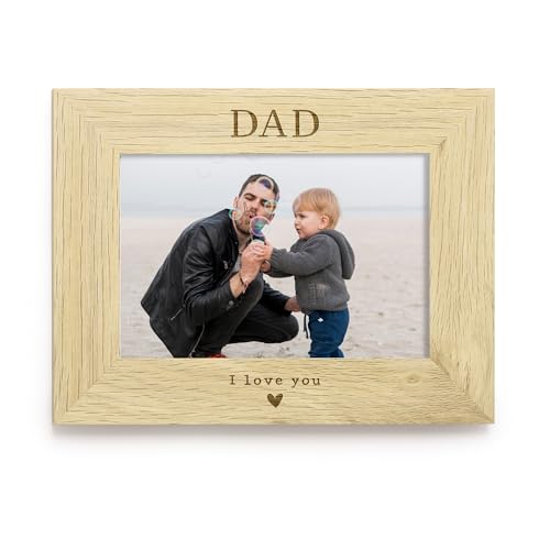 Dad We Love You Photo Frame 4x6, Engraved Wooden Picture Frame for Dad, Fathers Day Gift from Child, Children, Daddy Birthday Gift, Keepsake Frame (Portrait)