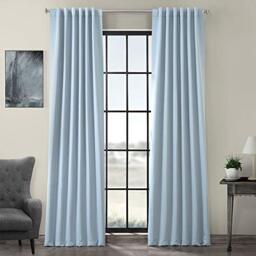 "HPD Half Price Drapes Room Darkening Curtain 50"" x 84"" (127cm x 213cm) 1 Panel BOCH-134308-84 Frosted Blue, Polyester Blend, Satin Blue, W 50"" x L 84"""