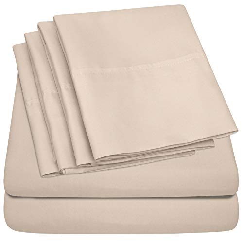 Sweet Home Collection Twin XL Size Bed Sheets - 4 Piece 1500 Thread Count Fine Brushed Microfiber Deep Pocket Twin X-Large Sheet Set Bedding - 1 EXTRA PILLOW CASES, GREAT VALUE, Twin XL, Beige