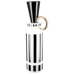 GILDE Pomposo Floor Vase Ceramic Striped Glazed Black White Height 48 cm x Diameter 11 cm Waterproof Flower Vase