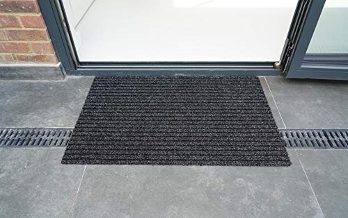"Serdim Rugs Non Slip Ribbed Trapper Hard Wearing Mats, Polypropylene, Anthracite, 66 x 95 cm (2'2"" x 3'1.4"")"