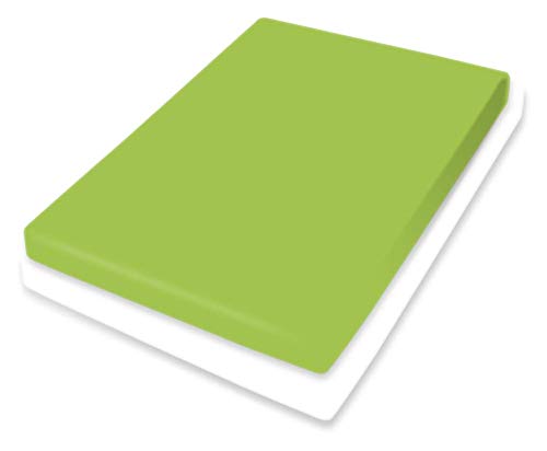 Bassetti Topper 9302347 Kiwi 185 Fitted Sheet Made of Cotton and Elastane in Kiwi Colour 90 cm x 190 cm / 100 cm x 220 cm