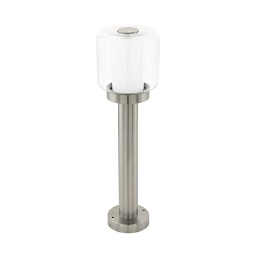 EGLO Polito Outdoor Path Lamp 1-Bulb Outdoor Light Floor Lamp Stainless Steel Plastic Glass Silver White Socket E27 IP44