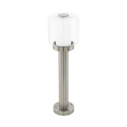 EGLO Polito Outdoor Path Lamp 1-Bulb Outdoor Light Floor Lamp Stainless Steel Plastic Glass Silver White Socket E27 IP44