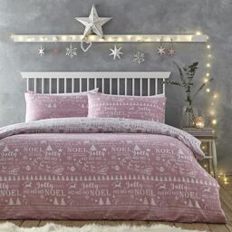 Charlotte Thomas Jolly Christmas Duvet Cover Set Pink Xmas Bedding Set Kingsize