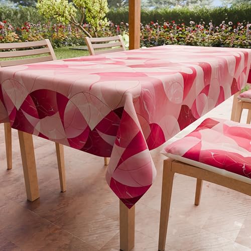 PETTI Artigiani Italiani - Table Cloth, Kitchen Tablecloth in Anti-Stain Microfibre Fuchsia Circle Design X4 Places (140 x 140 cm) 100% Made in Italy