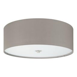 Eglo Pasteri 3-Flame Textile Ceiling Light, Matt Nickel Steel