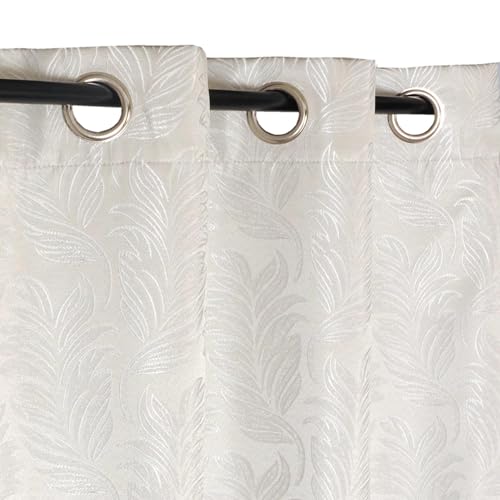 Atout Ciel Jacquard Curtain 100% Blackout with Eyelets 140 x 240 cm Ready to Hang Ivory