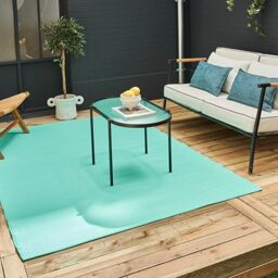 THE RUGS Urban Collection Outdoor Rug - Easy to Clean, Waterproof Plastic Outdoor Rugs for Garden, Patio, Balcony, Camping - Contemporary Plastic Straw Rug - Mono Turquoise, 150x220cm
