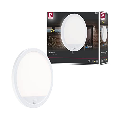Paulmann 94662 LED Outdoor Light Panel Lamina with Motion Detector IP44 Round incl. 1x14.5 W Warm White White Outdoor Panel Plastic Light Panel 3000 K