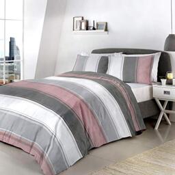 Fusion Betley Stripe Reversible Duvet Cover Set, Blush, Super King