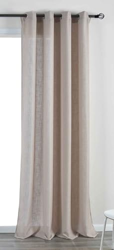 Gardinenbox Essen 202430 Eyelet Curtain with Eyelets H x W 245 x 145 cm Sand Cationic Tiebacks Linen Structure Opaque Translucent 210 g/m²