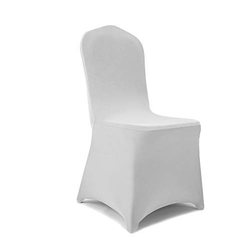 Peomeise Stretch Spandex Chair Cover for Wedding Party Dining Banquet Event (Silver, 25)