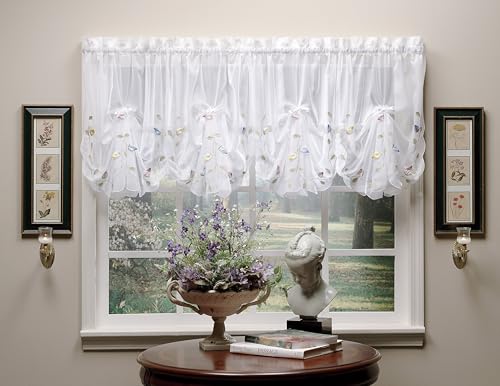 "Today's Curtain,Vineyard 3-D Appliqué,Fan Insert, White, 30"" W x 40"" L"