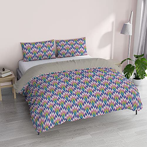 "Italian Bed Linen ""Fantasy Duvet Cover Printed Microfibre Zig Zag Double"