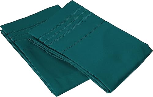 Elegant Comfort 1500 Thread Count Wrinkle & Fade Resistant Egyptian Quality Microfiber Ultra Soft Luxurious 2-Piece Pillowcases, Standard Size, Marine Teal