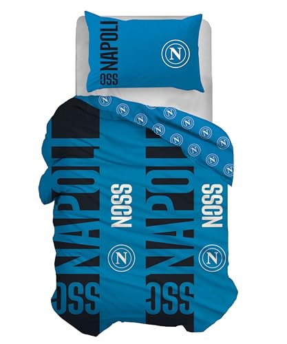 hermet SSC Napoli Cotton Single Duvet Cover Set, Duvet Cover Set, Bag + Pillowcase, 100% Cotton, Official Product, (Does Not Contain Fitted Sheet)