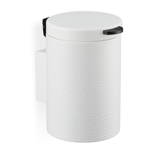 Relaxdays Bathroom Wall Bin, 3 litres, Soft Close, Inner Container, Metal, Sanitary Waste, Round, 25 x 17 x 22 cm, White, 94 x 90 x 0.2 cm