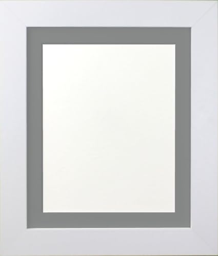 "FRAMES BY POST Metro White Picture Photo Frame with Dark Grey Mount 20"" x 20"" For Pic Size 40 x 40cm (Plastic Glass)"
