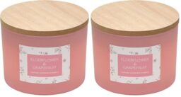 Sleepdown Botanical Wooden Lidded 2 Wick Candle Jar - Elderflower & Grapefruit - 325g (Pack of 2)