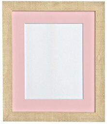 FRAMES BY POST Deep Grain Picture Photo Frame, Recycled Plastic, Light Brown with Pink Mount, 50 x 40 cm Image Size 14 x 8 Inch