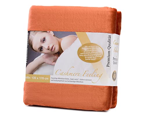 Gözze - Premium Cashmere Feel Cuddly Living Room Blanket/Throw, 500 g/m², 130 x 170 cm - Cinnamon