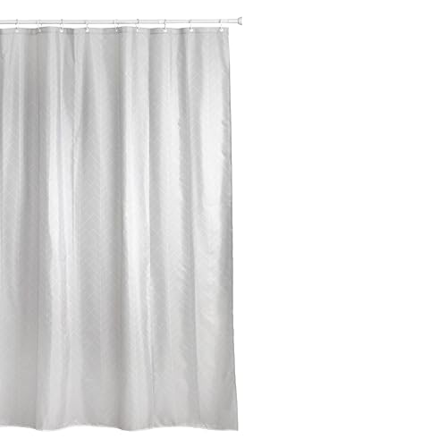TATAY Fabric Shower Curtain 140 x 200 cm - Includes 8 Hooks - Washable Shower Curtain with Modern Design - Durable Polyester Fabric - Nature Model – White & Beige
