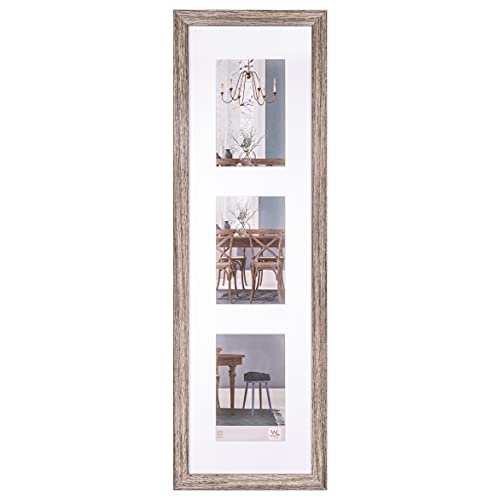 walther Design Picture Frame Walnut 3X 10x15 cm Gallery with PassepArtout, Fiorito Wooden Frame EF315VN
