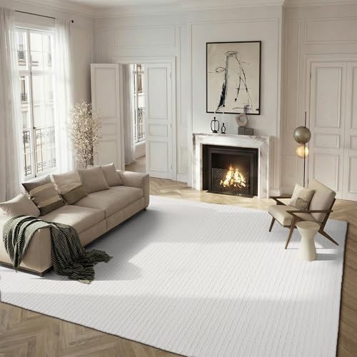 Safavieh Shaggy Rug for Living Room, Dining Room, Bedroom - Tahoe Shag Collection, High Pile, in Cream, 244 X 305 cm