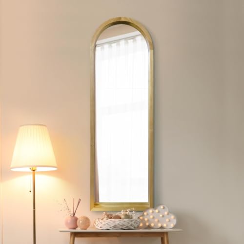 "The Naturalis - Solid Oak Framed Arched Leaner/Wall Mirror 47"" X 16"" (120CM X 40CM) Scandinavian 'Scandi' Inspired, Brown"