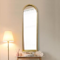 "The Naturalis - Solid Oak Framed Arched Leaner/Wall Mirror 47"" X 16"" (120CM X 40CM) Scandinavian 'Scandi' Inspired, Brown"