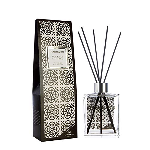 Wax Lyrical Fired Earth Small Ceramic Candle, Black Tea and Jasmine, Up to 17 hour burn time