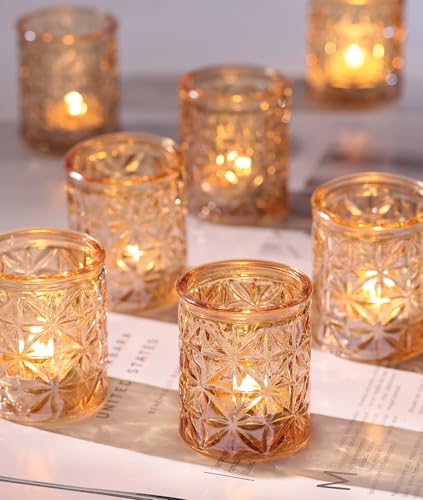 TripodBird Gold Candle Holders for Wedding Decorations, 12pcs Gold Votive Candle Holders, Glass Candle Holders for Wedding/Party/Festivals/Gifts