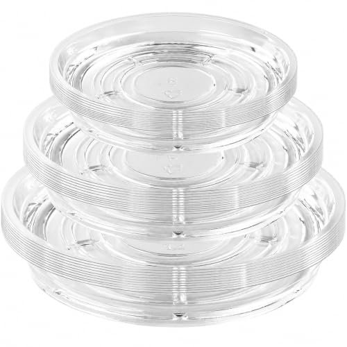 UltraOutlet 30 Pack Clear Plastic Plant Saucer Drip Trays (6 inch /8 inch /10 inch) Plant Plate Dish for Indoor Flower Pots and Planters, Bulk