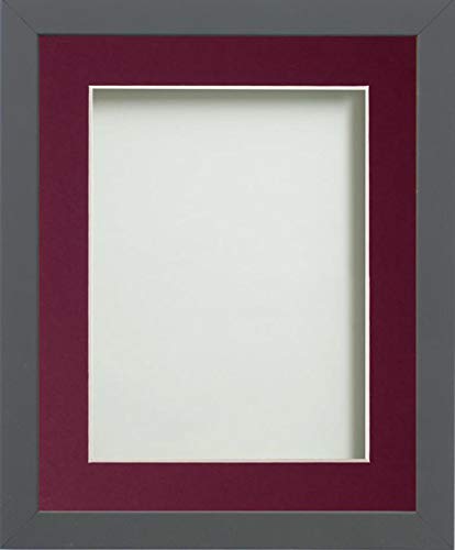 Frame Company Allington Grey Photo Frame with Plum Mount, 9x7 for 6x4 inch, fitted with perspex