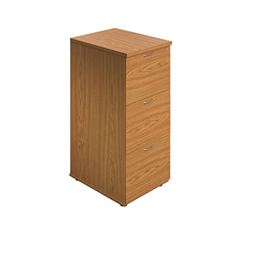 Office Hippo Heavy Duty Filing Cabinet, Robust File Cabinet, Office Cabinet with Anti-Tilt Mechanism, Lockable Filing Cabinet, Office Storage for A4 or Foolscap Filing - Oak, 3 Drawer