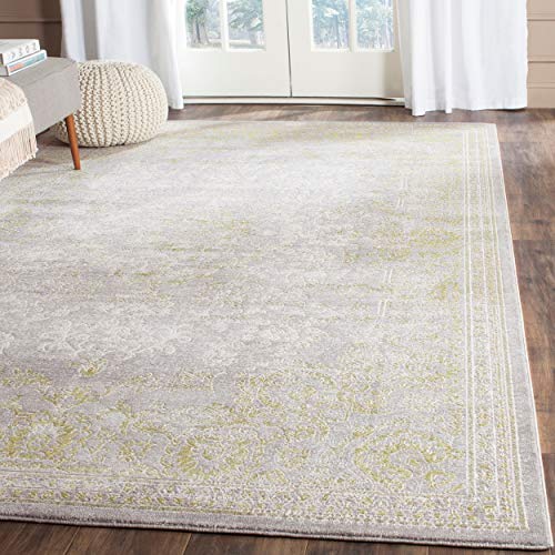 Safavieh Glam Indoor Woven Rectangle Area Rug, Passion Collection, PAS402, in Grey / Green, 155 X 231 cm for Living Room, Bedroom or Any Indoor Space