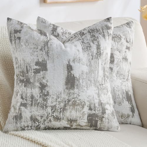 FUTEI Black White Decorative Throw Pillow Covers 26x26 Inch Set of 2,Soft Faux Cashmere Jacquard - Textured & Cozy Euro Pillow Shams,Modern Home Decor for Couch Bed Living Room